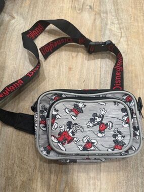 Disney Gray Black Red Mickey Mouse Crossbody Bag